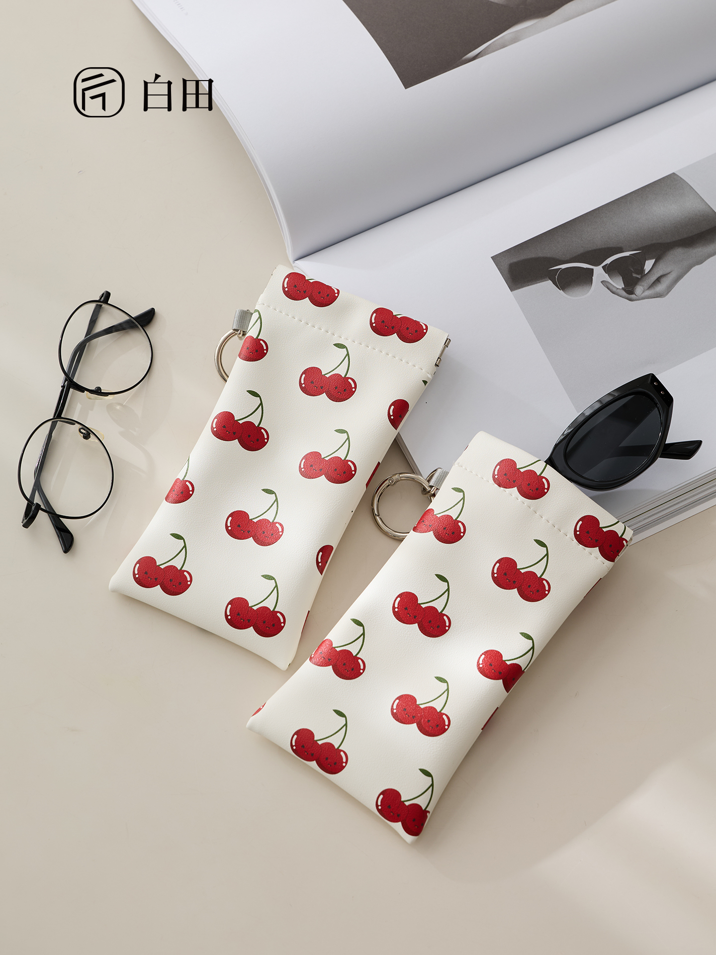 白田便携式眼镜收纳包自动闭合眼睛盒新款太阳镜保护套随身墨镜袋