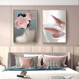 卧室床头装 店壁 饰画主卧房间墙面挂画美女高级感壁画S美容院服装