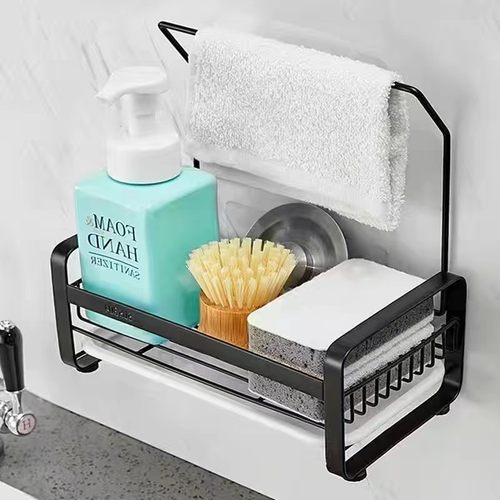 304不锈钢抹布沥水架壁w挂厨房水槽挂篮洗碗海绵置物架免打孔