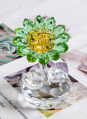 高档水晶向日葵花摆件 客厅家居柜D台创意植物小装饰品 生日礼物