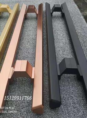 黑色无框玻璃f门拉手明装 肯德基有框大门把手木门铝合金拉手可定