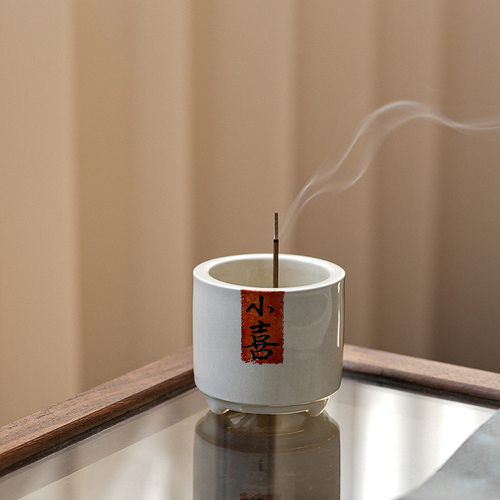 热销草木灰手绘陶瓷香炉 家用室内 线香J插香座香托创意茶道桌面