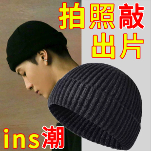 帽子男秋冬季冷帽嘻哈针织瓜皮帽女潮牌日系毛线帽大头围保暖棉帽