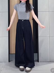 复古通勤高腰显瘦纯棉阔腿牛仔裤 2636 新款 26春季 商场同款