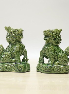 唐三彩陶瓷麒麟一对家客t室厅玄关居门口室摆内外放装饰品摆设
