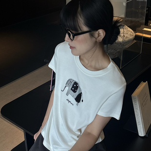 meet up studio-刺绣立体流苏高弹面料显瘦百搭短袖T短袖T恤51508