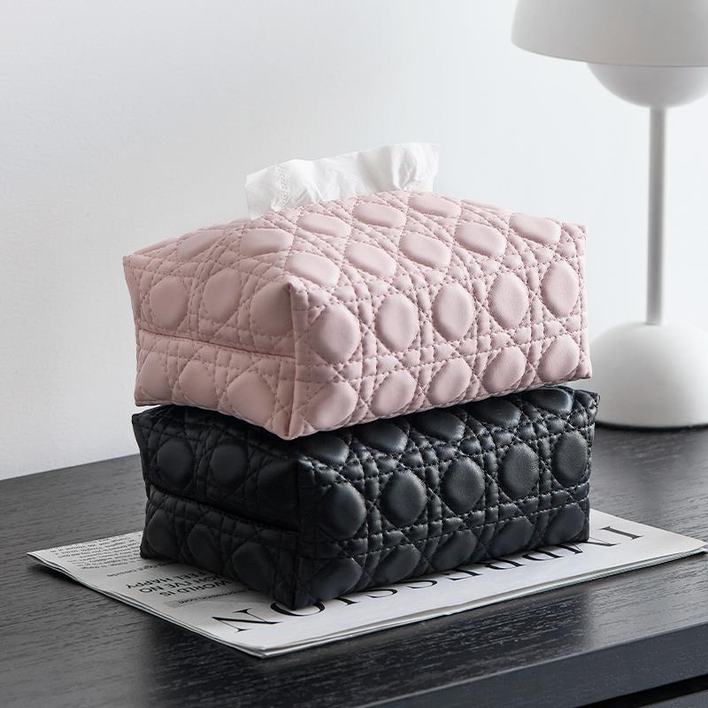 米立风物高级感立体皮革纸抽盒桌面家用餐巾纸客厅高档轻奢纸巾盒