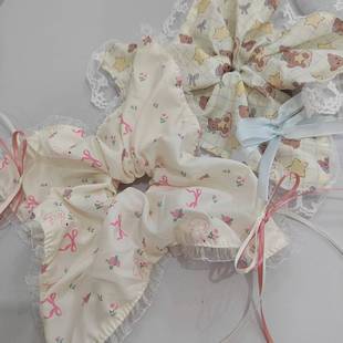 手作碎花蝴蝶结心小熊方巾百搭大肠发圈韩系浪漫复古可爱甜美发饰