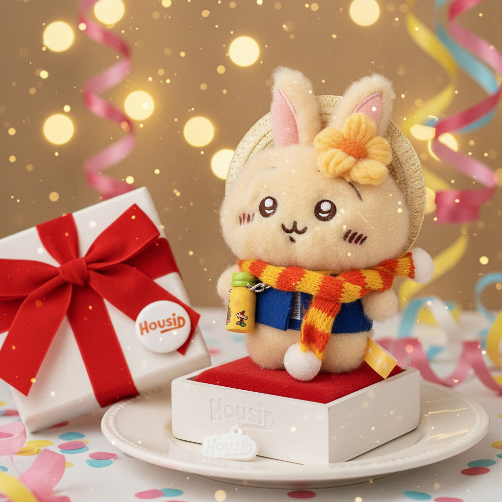 日本HOUSID吉伊草帽乌萨奇包挂件毛绒玩偶钥匙扣卡哇伊圣诞礼物女