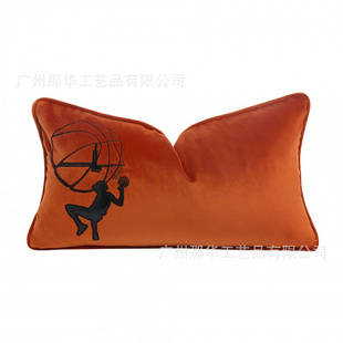 轻奢时尚 橙色腰枕套民宿搭配沙发靠枕荷兰绒柔软面料居家熟睡背靠