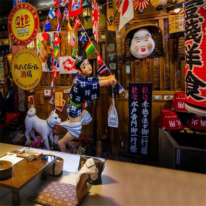 日式居酒屋墙贴寿司料理店装饰日式街景自粘画和风烤肉餐厅墙壁纸图片