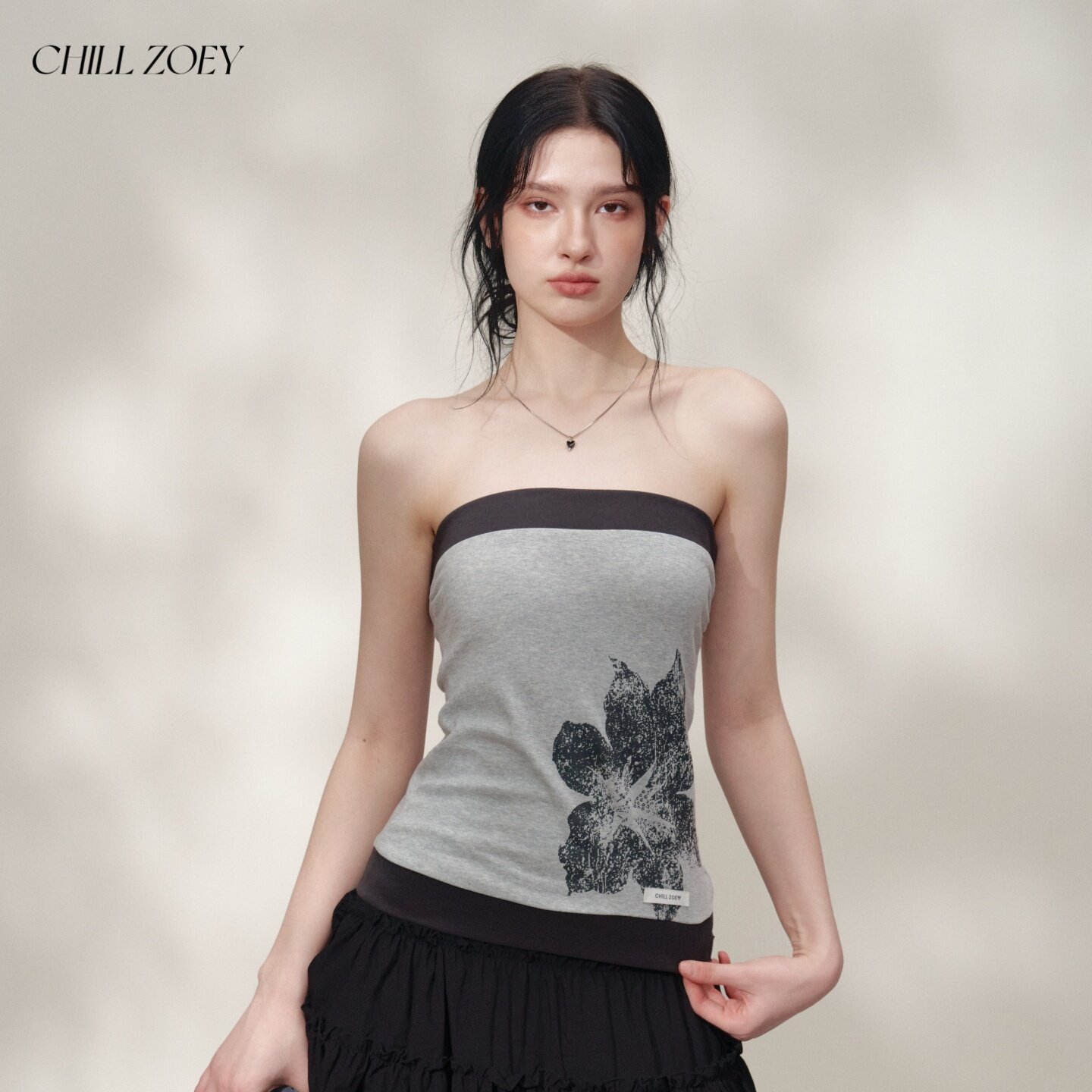 CHILL ZOEY花匣子抹胸美式复古上衣设计感小众辣妹风修身显瘦百搭