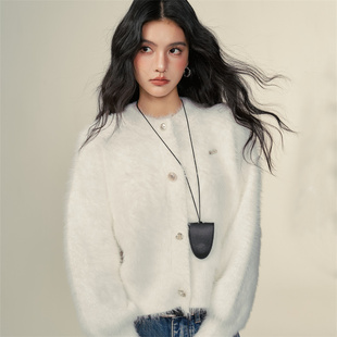 毛衣女外套 CHILL ZOEY 奶油慕斯绒感开衫 2024秋软糯毛衣开衫