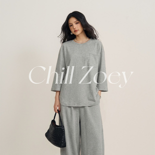 七分袖 CHILLZOEY 女宽松阔腿裤 慵懒风套装 上衣两件套 了了山月套装