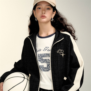 2025春独特超好看外套休闲运动外套 芭蕾黑巧撞色外套 CHILL ZOEY