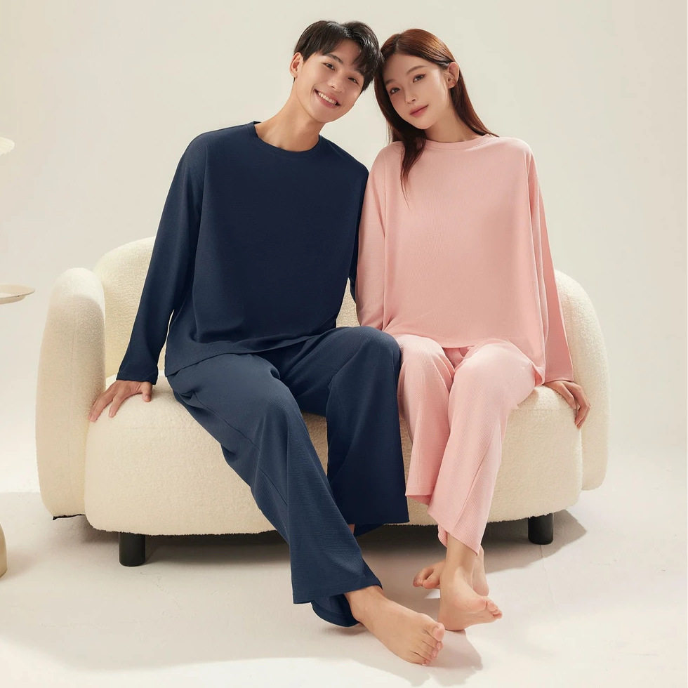 全棉纯棉情侣睡衣女春秋季长袖长裤套装新款华夫格宽松休闲大码男,女士内衣/男士内衣/家居服,睡衣/家居服套装,淘宝优惠券,粉丝福利购,淘宝优惠卷