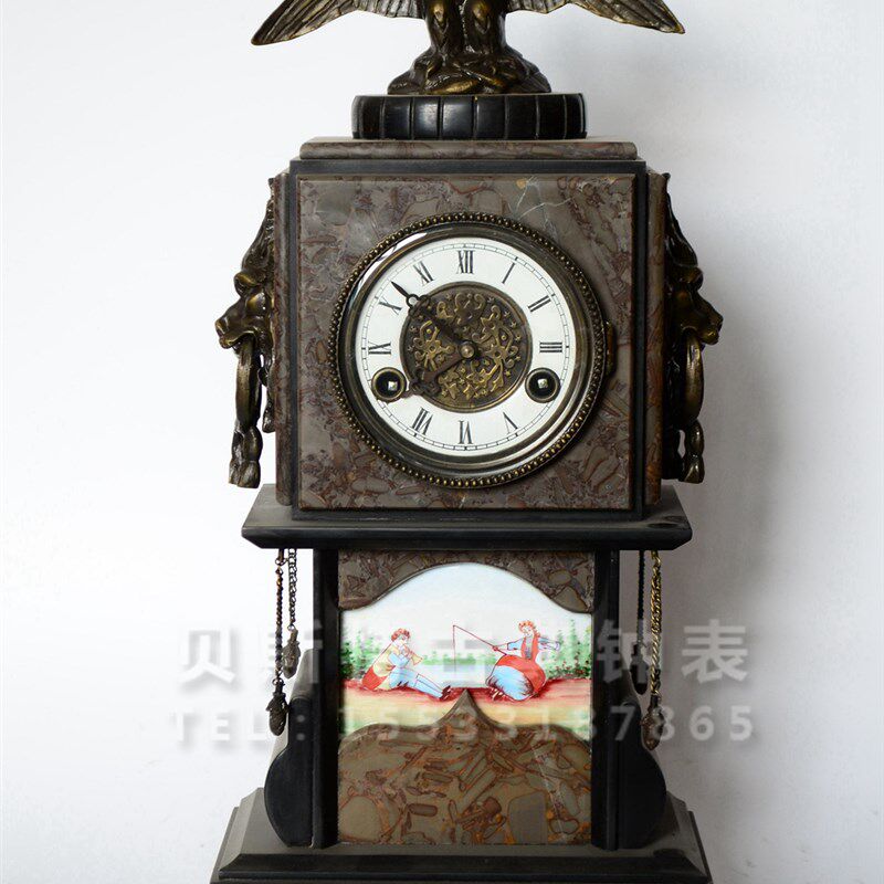 理石铸铜座钟老式上弦座钟仿复古机械钟表仿Q古董钟挂钟苏钟