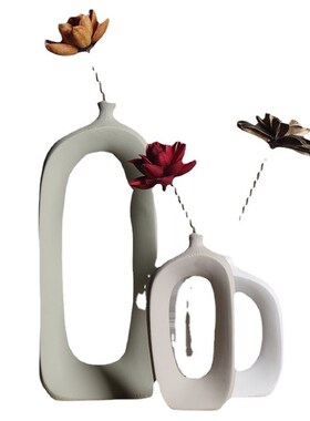 创意北欧insg风陶瓷干花花瓶花器时尚客厅餐桌装饰摆件瓷器工艺品