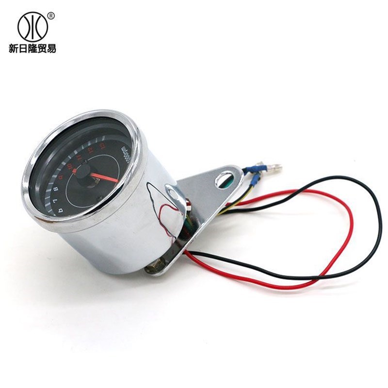 摩托车改装电感转速表指针式仪表覆古转速表LQED双色背光12V