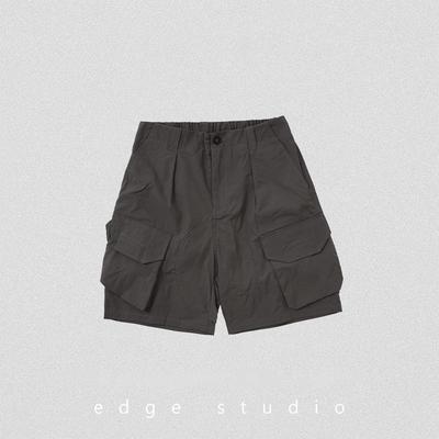 edge studio 边缘工作室 松紧腰户外山系日系工装裤夏小众短裤男
