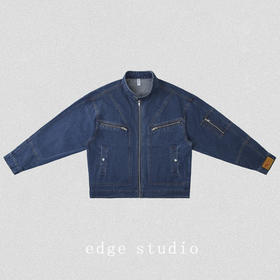 edge studio 立领宽松美式复古短款牛仔外套25秋季新品小众夹克男