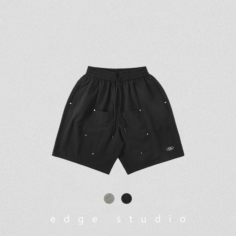 edge studio 边缘工作室 松紧腰宽松阔腿五分裤夏季速干短裤男裤