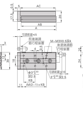 新品亚德客型HLfS滑台气缸16/20/25X10s/20s/30s/40/50/75/100/12