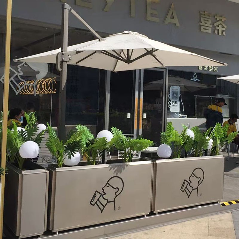 极速新款户外铁艺花箱p不锈钢隔断护栏售楼部广场小区绿化外摆围