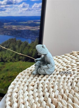 新品无聊了 看看渔翁钓鱼小老头 钓鱼 N微观造景装饰摆件礼物