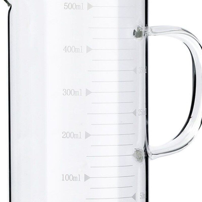 极速耐高温玻璃量杯带刻度喝水杯子大容量烧杯L带盖带把500毫升10