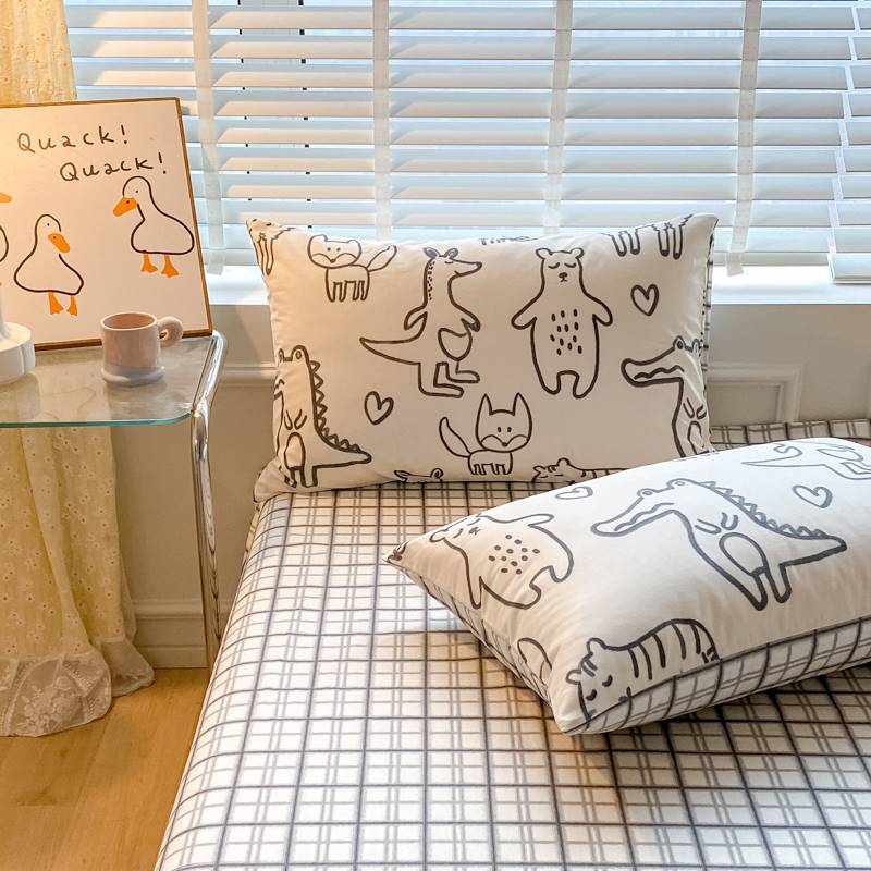 极速ins卡通纯棉四件套1t00全棉床笠被套床单人学生宿舍床上三件