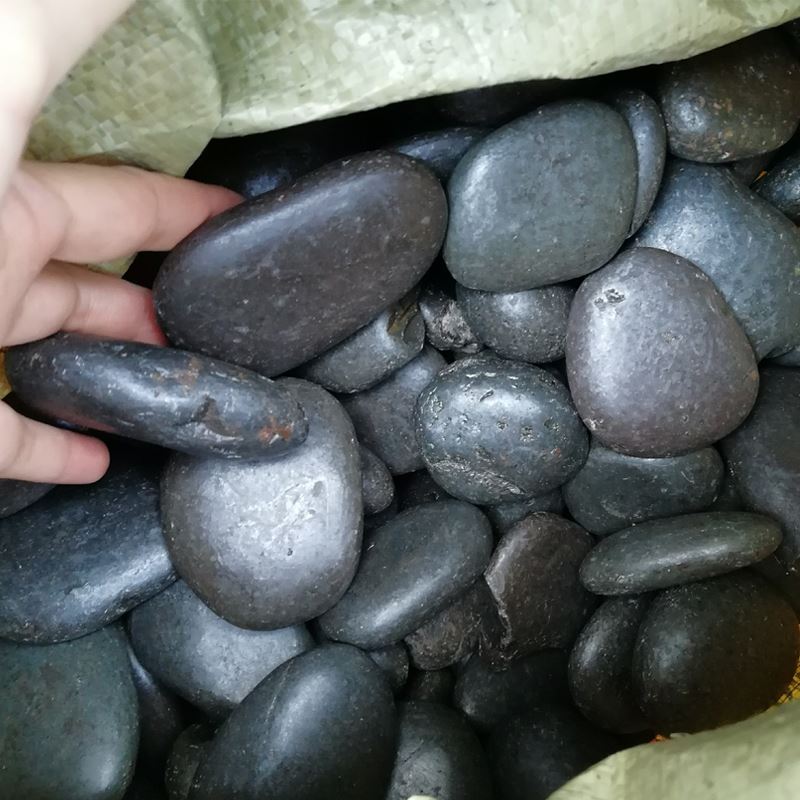 极速黑色鹅卵石雨l花石原石天然园林庭院铺路石头园艺铺面石子小