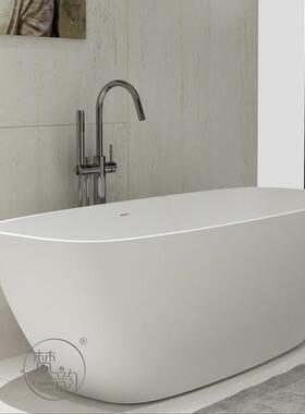 家用小户型成人一体人造石浴缸1700*730*560mm椭圆水疗spa洗澡盆