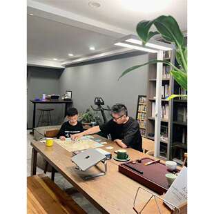 北欧全实木餐桌一体长方形客厅家用原木风大板桌工作台莫比恩书桌