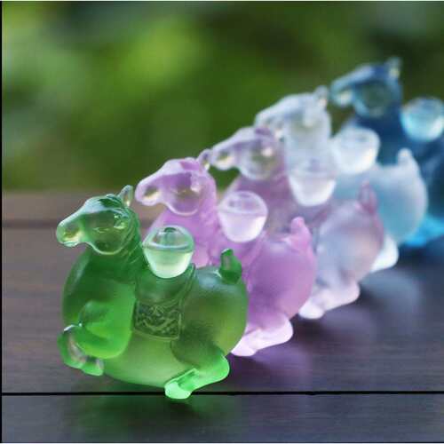 十二生肖桌面古法琉璃马摆件创意可爱茶宠香插新年装饰工艺品