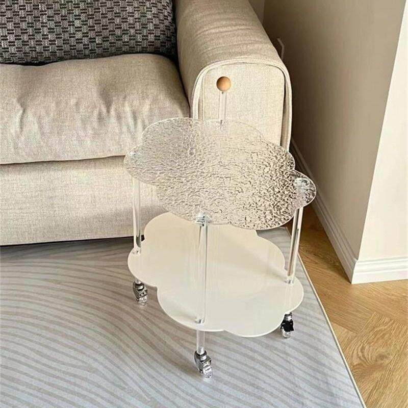 亚克力可移动小推车客厅沙发边几双层收纳网红茶几简约可移动推车