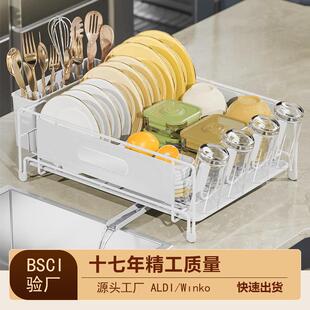 厨房放碗碟的沥水架子 工厂碗碟置物架带筷笼碗盘收纳架亚马逊