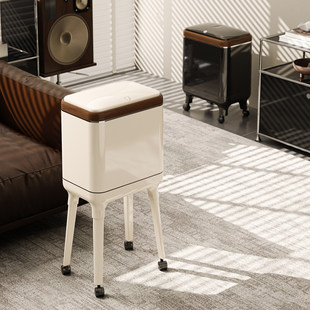 免弯腰高脚厨房垃圾桶2026新款客厅高颜值家用大容量带轮可移动