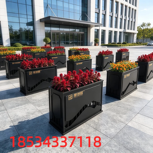 铁艺花箱花箱售楼定制外摆围栏铁艺不锈钢花盆商业市政小区组合