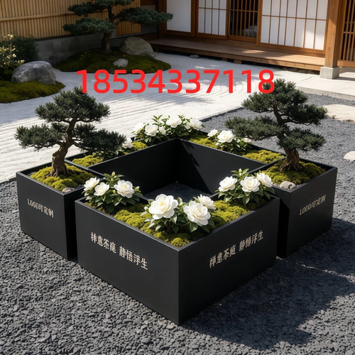铁艺花箱花盆铁艺不锈钢定制围栏物业绿化组合小区庭院商业街花架