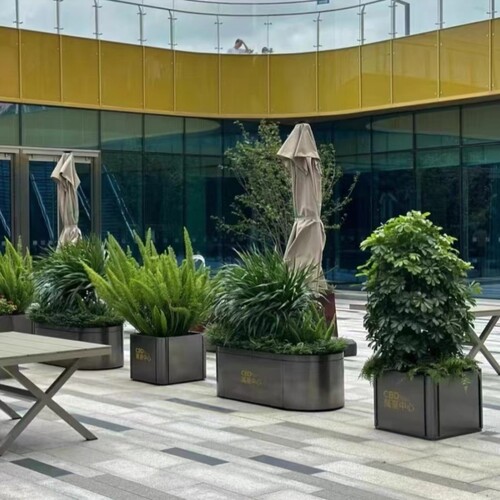 厂家直销室外花槽铁艺种植花盆商业街花箱定制户外花箱组合隔断