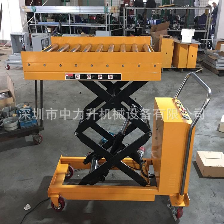 500/1000kg滚筒式电动平台车台面旋转液压电动磨具车辊筒升降车