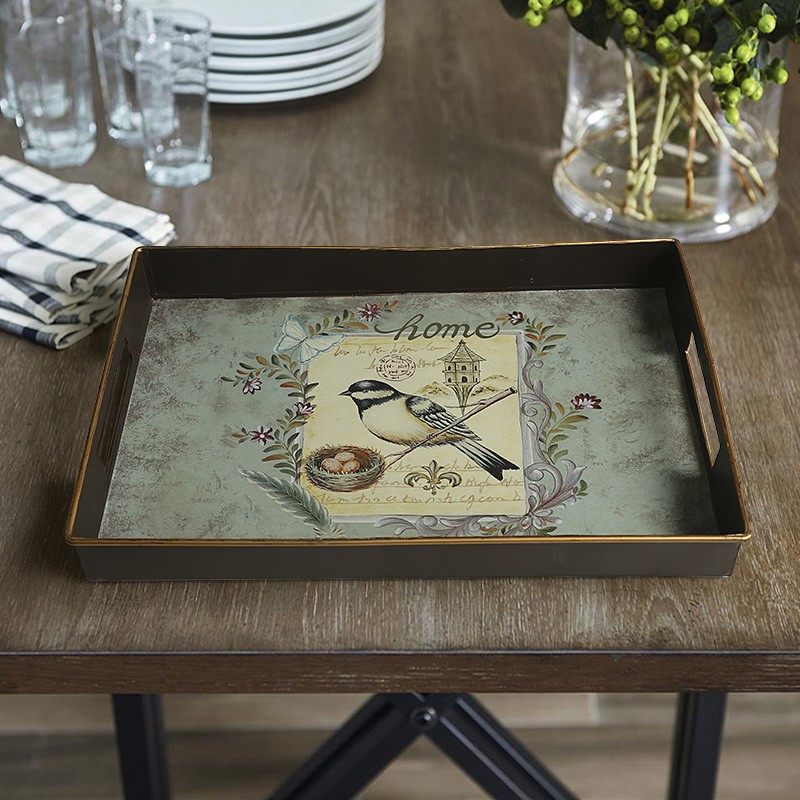 欧式客厅茶几水果盘茶杯r托盘干果盘美式复古创意家用中式茶盘摆