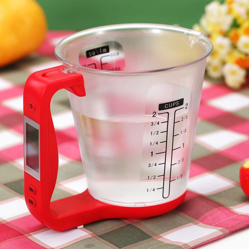 电子量杯精确1克厨房秤电子量杯秤1KG秤烘焙秤V液体量杯称量勺