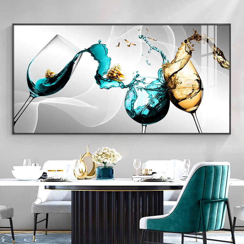 餐厅装饰画c饭桌墙上单幅酒杯挂画现代简约轻奢风格吃饭厅酒店壁图片