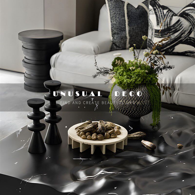 UNUSUAL 新中式现代花器黄洞石托盘烛台样板间S售楼处复古艺术摆