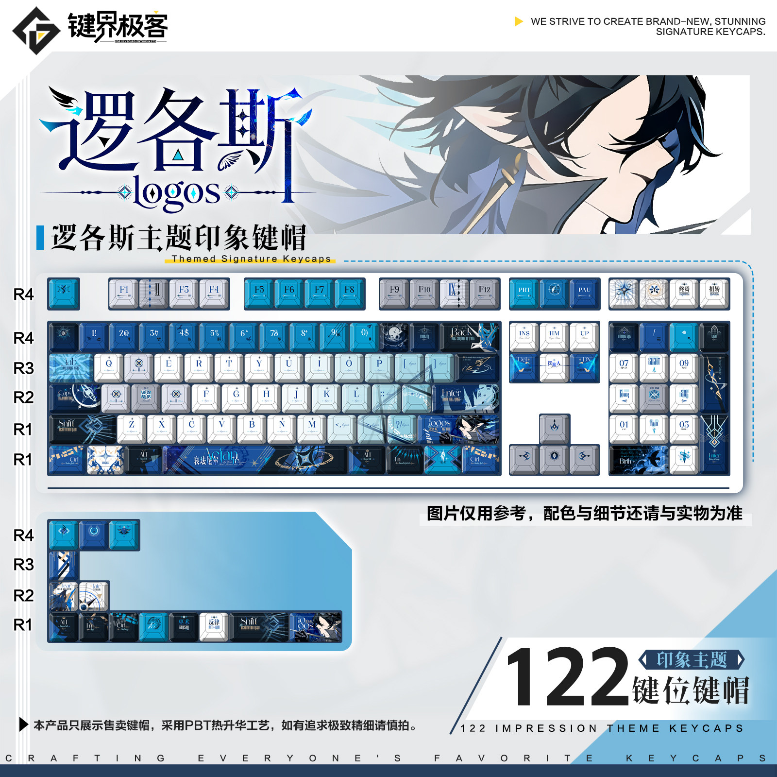 键界极客原创逻各斯印象款明日原厂PBT侧刻MOA二次元键帽动漫方舟图片