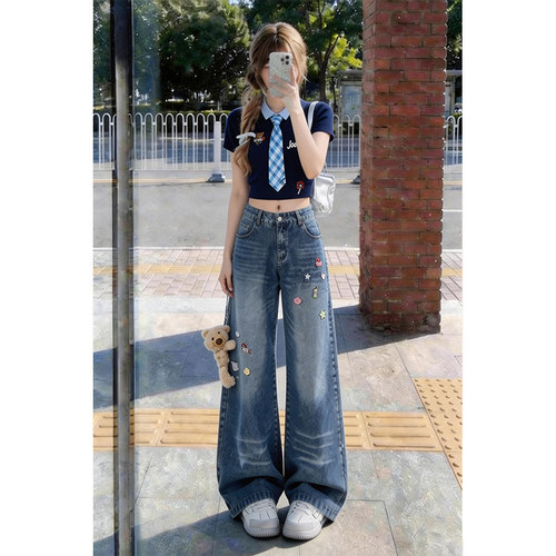 2026夏季新款美式小熊牛仔裤女春