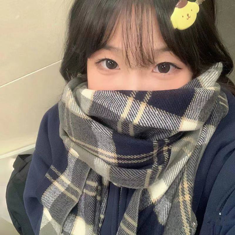 秋冬季学院风可爱jk少女2025新款格子围巾冬天百搭情侣保暖围脖