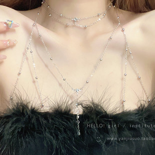 甜酷辣妹性感胸链女轻奢气质身体链项链立体后背链露背装颈链配饰